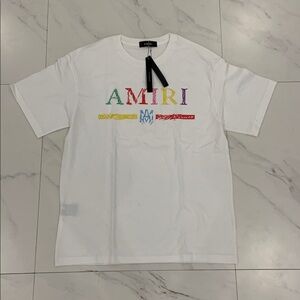 Amiri Multi Color Logo White Tee for Men size Small Medium & Large